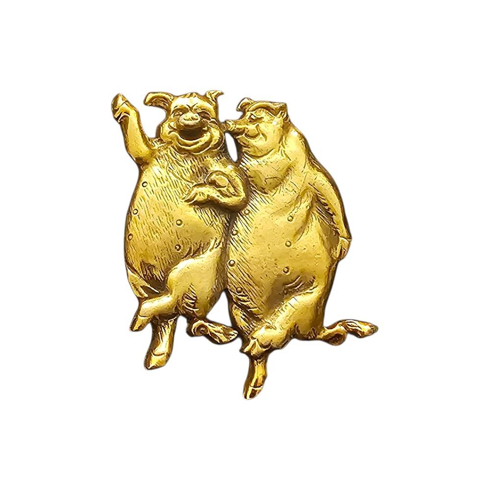 Gold Pig Figurine for Small Pets